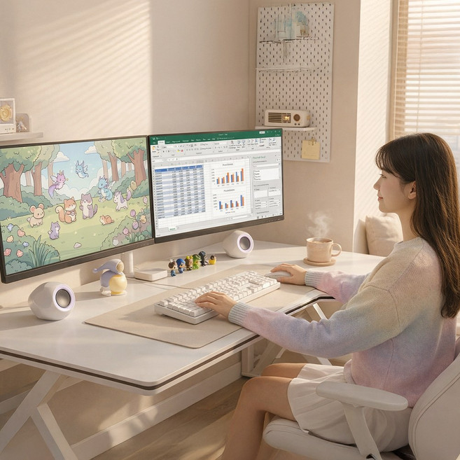 하이퍼랙 유럽기준E1등급 카본파이버 튼튼한 게이밍 컴퓨터 책상, 카본 화이트