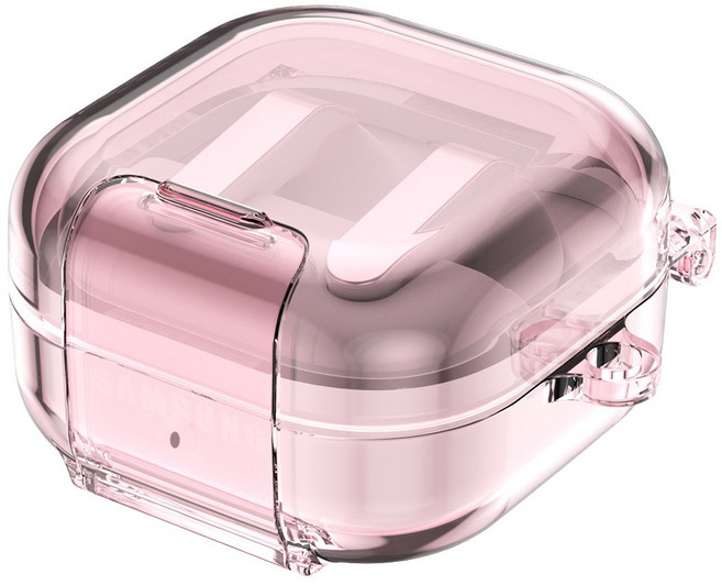 더조은셀러 에어스킨 플립 스탠딩 거치 잠금 케이스 갤럭시 버즈4 버즈4 프로 호환, 1개, 핑크, 갤럭시 버즈4/4프로