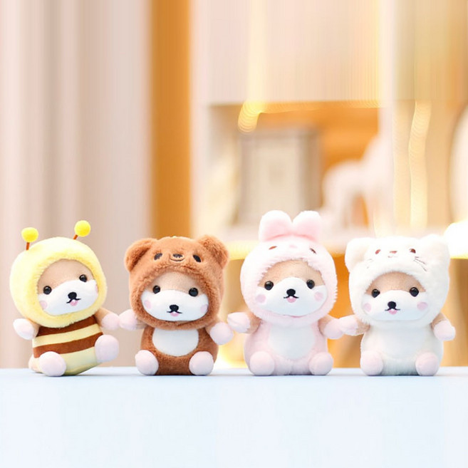 귀여운 햄스터 햄찌 키링 인형 동물 햄토리 커플 양모 봉제 가방 열쇠고리 키케이스, 1개, 벌햄찌