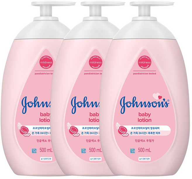 존슨즈 베이비 로션 핑크, 500ml, 3개