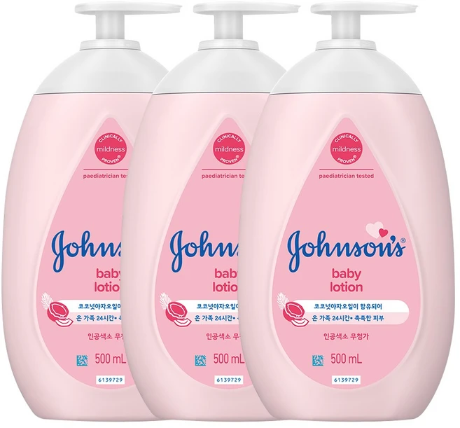 존슨즈 베이비 로션 핑크, 500ml, 3개 - 쿠팡