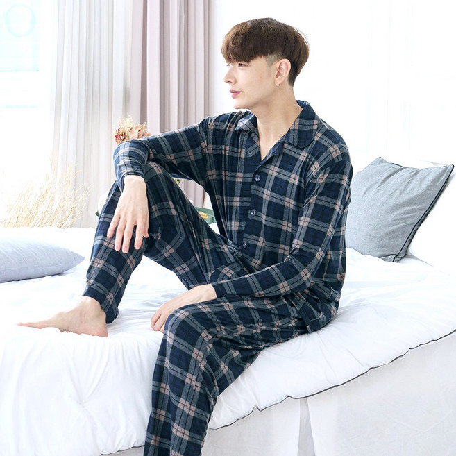 민트코코아 남성용 울트라 소프트 스판 잠옷 상하의 세트(Free/XL)