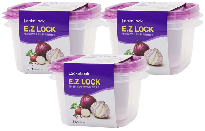 락앤락 보관이 간편한 이지락 간편용기 밀폐용기 정사각 970ml 2P, 3개, 단품