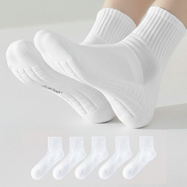 누벤타 남녀공용 발편한 쿠션 스포츠양말 5개입