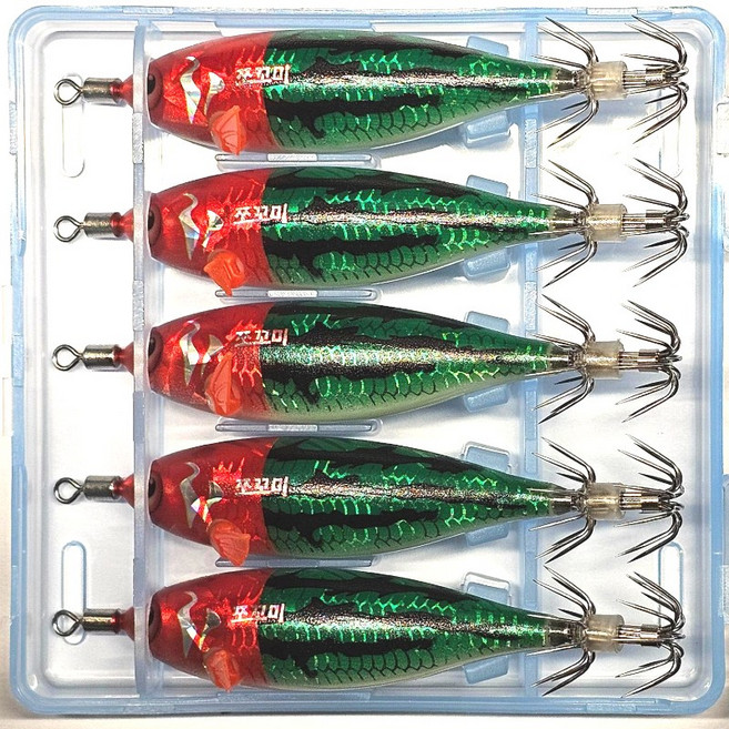 써모랩 씨넥스(SEANEX) 쪼꼬미 에기 (갑오징어 주꾸미 문어 한치 낙지 낚시용 에기), 1세트, 5.3g, JQ02_24년 네츄럴 수박(5개)