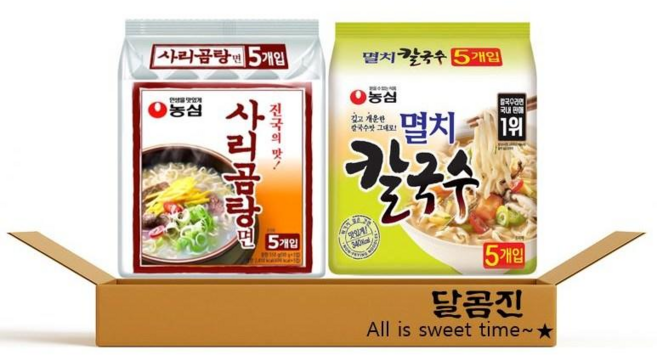[달콤진] 농심 사리곰탕면 110g + 멸치칼국수 98g 번들 세트, 10개