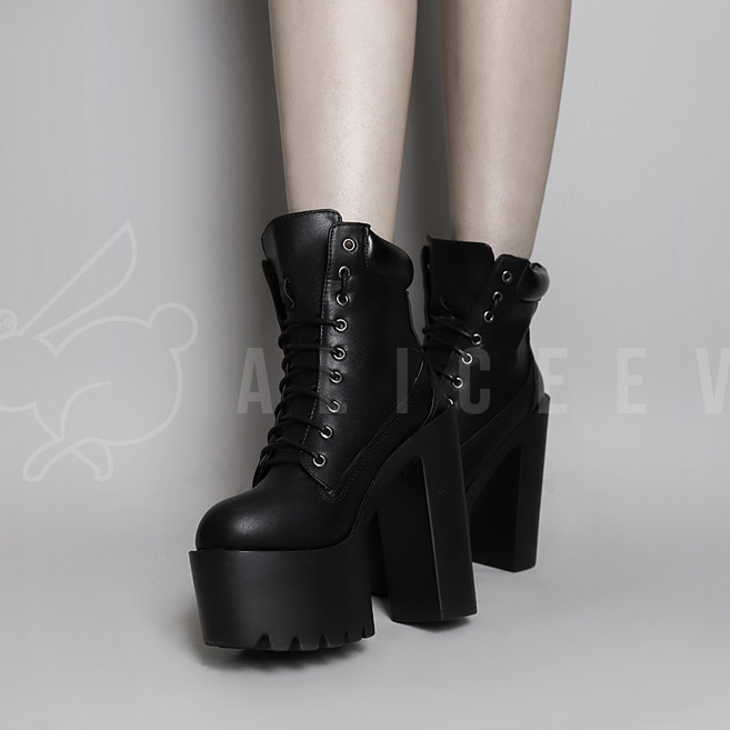 14cm 레이스업 통굽 앵클워커힐