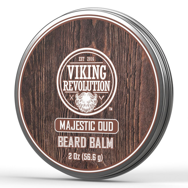 Viking Revolution 바이킹 레볼루션 시더 앤 파인 비어드 밤 - 아르간 오일이 함유된 버터 남성을 위한 연화제 및 보습제 수염용 왁스 2온스 1팩, Majestic Oud, 2 Ounce (Pack of 1), 1개