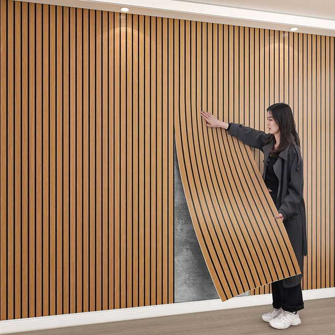 BIKASU 셀프 인테리어 템바보드 접착식 벽지 습기 방지 단열 벽지, 원목 색상