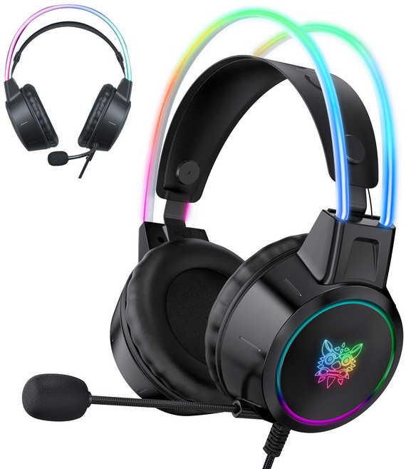 ONIKUMA X15 Pro 유선 게이밍 헤드셋 노이즈캔슬링 3모드 연결방식 RGB, 블랙