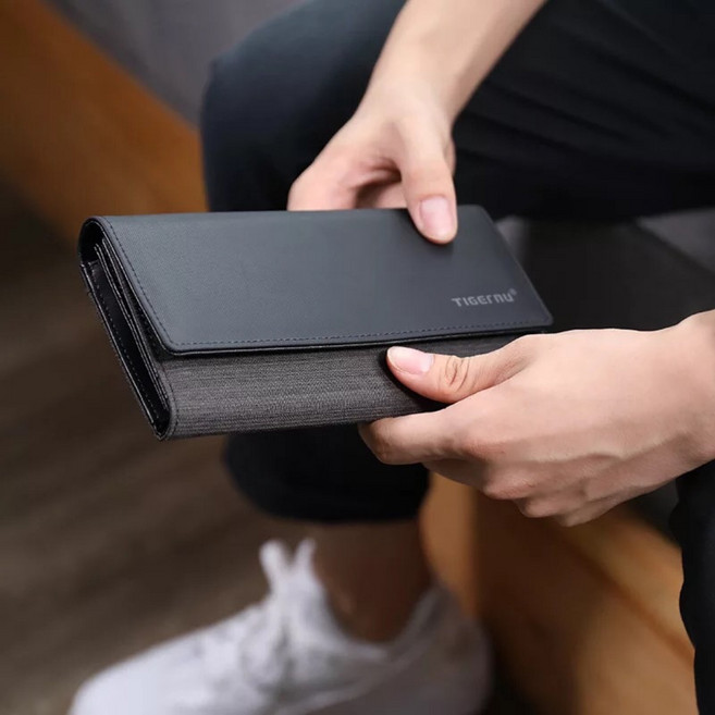 TIGERNU 男士長夾 商務大容量多卡位錢包 防水手拿包