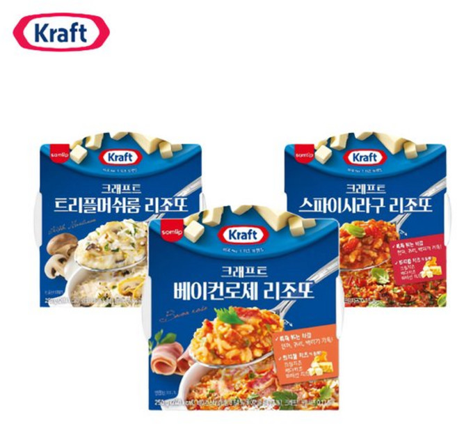 삼립 크래프트 크림치즈 리조또 3종 6팩 골라 담기 머쉬룸/로제/라구, 트리플머쉬룸 6입 + 스파이시라구 6입, 250g