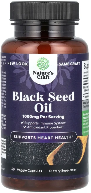 새해 첫좋은선물 Nature's Craft 블랙 시드 오일 베지 캡슐 60정(캡슐 1정당 500mg) 제대로 할인합니다, NaturesCraft블랙시드오일베지캡슐60정캡슐1정당, 1개 - 쿠팡