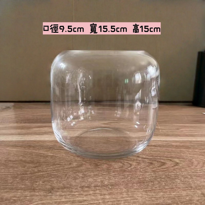 微景觀玻璃瓶 生態瓶 DIY花器裝飾 水耕植物瓶, 1個, 【矮款】口徑9.5_寬15.5高15cm, 透明