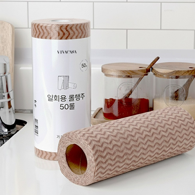 비바까사 일회용 롤행주 50매 5롤 (총 250매), 5개