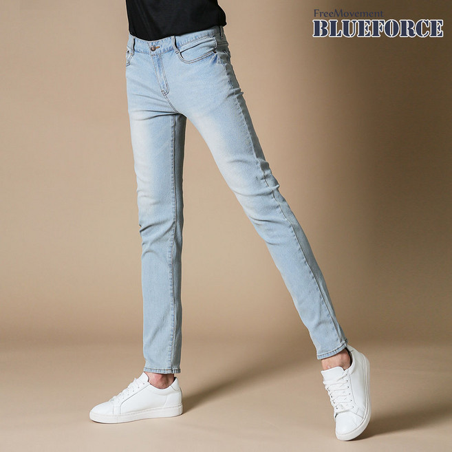 블루포스 남성용 릴런 청바지 빅사이즈 스판데님 워싱진