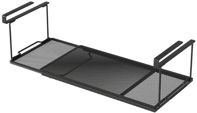 싱크대 정리선반 싱크대 확장 수납랙 길이조절 주방정리용, 블랙, 1개