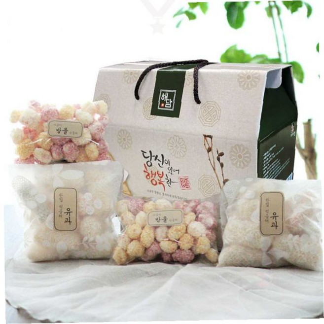 전통 유과 방울 한과 명절 선물 세트 설날 추석 제사 차례상 간식 다과 포장 박스, 1개