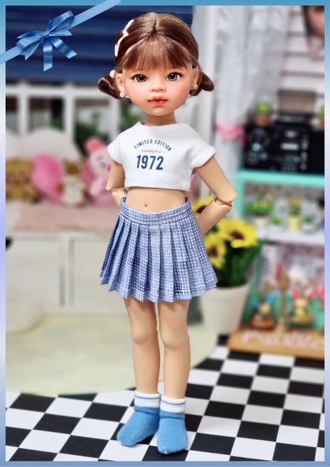 #파올라레이나 32cm 옷( 블루 USA 3종세트 )[마구샵]#구체관절인형#bjd#인형옷#다락아이#관절바디#완제품, 1개