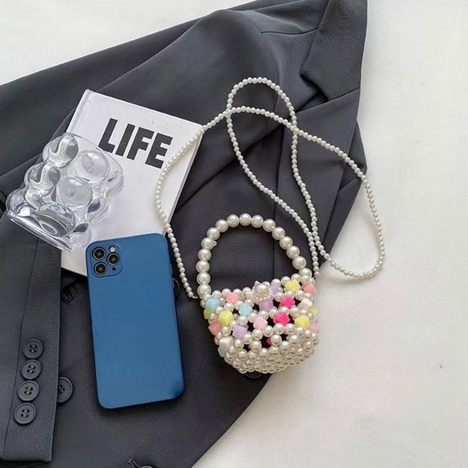 백송 슈가팝 캔디 버블 펄 비즈 미니 백 진주 미니 크로스백 귀여운 엄마 딸 커플 가방