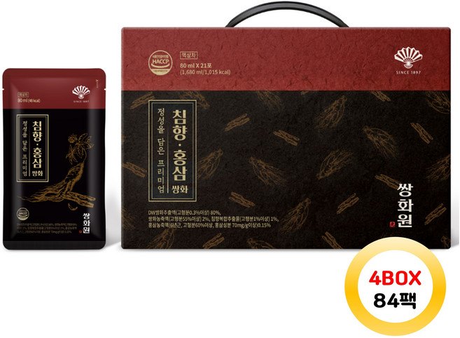 동화약품 쌍화원 침향홍삼 쌍화 80ml 84개 (4박스)
