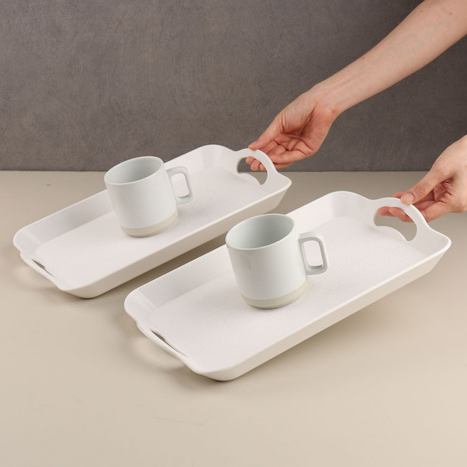 경량 서빙 트레이 가벼운 베이커리 카페 빵 쟁반, 비치화이트, 2개