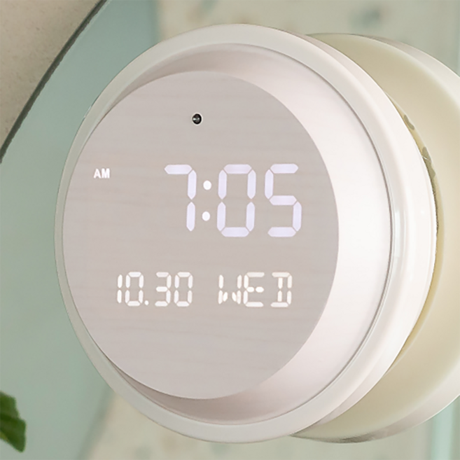 플라이토 무선 베스룸 디지털 LED 욕실 흡착식 방수 시계 화장실 사우나 시계 13cm, 화이트