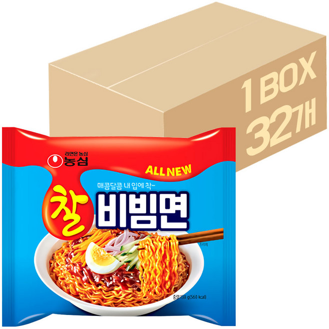 농심 찰비빔면 130g, 32개