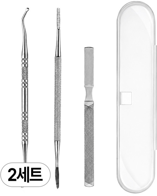 아띠꼴로 발톱 큐렛 손톱 큐티클제거 니퍼 셀프 케어 세트, 2세트, 실버3종