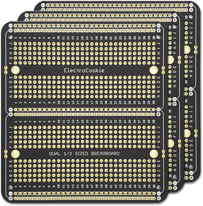 PCB기판 브레드보드형 만능기판 Dual Half Size 아두이노 및 개발용 97x 89mm 3팩, 블랙 3팩