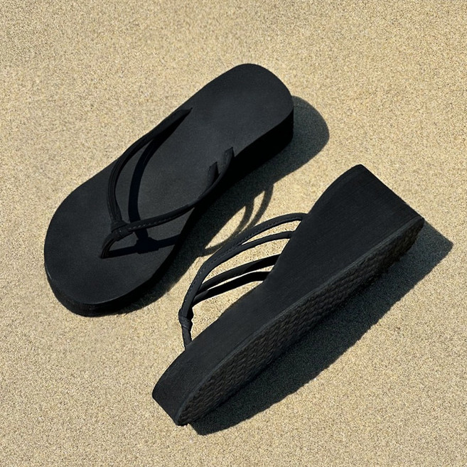 모노소울 각선미 두줄쪼리 7CM 키높이 통굽 플랫폼 슬리퍼