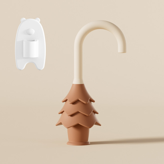 살림공작소 문닫힘방지 솔방울고리, 1개, 브라운