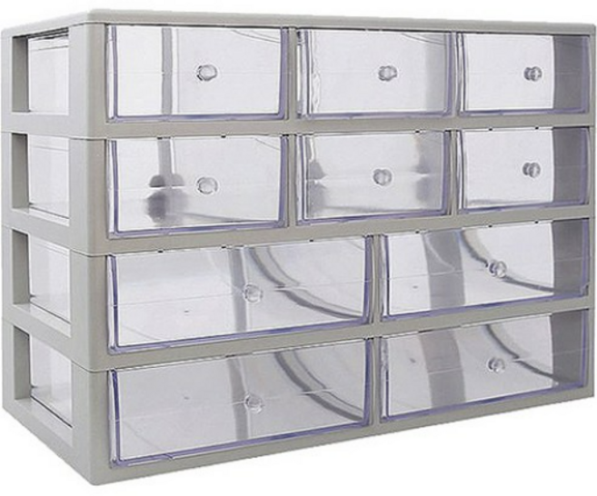 하라코리아 10칸서랍 (F-2)블랙화이트(블랙 커버), 그레이 3개, 4단