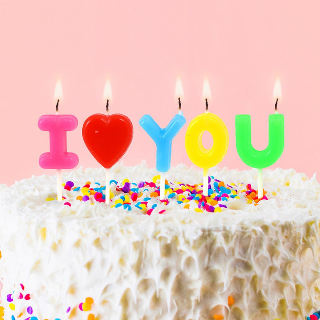 아이러브유초 러브초 생일케이크 기념 캔들, 단품