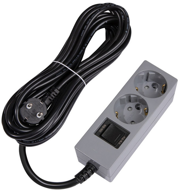 스윗홈 과부하차단 접지형 통합스위치 절전 멀티탭 2구 16A, 7m, 과부하차단 2구 그레이, 1개