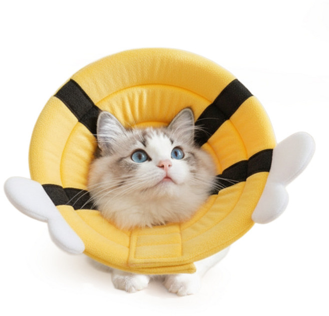 에이런 강아지 고양이 부드러운 쿠션 넥카라, 1개, 옐로비