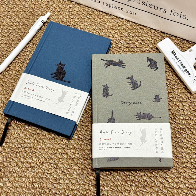 일상채움 2026년 고양이 다이어리 스케쥴러 2종 세트, 2개, 블루+그레이