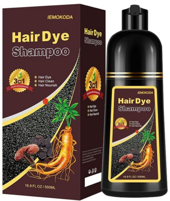 흰머리용 Fvquhvo 인스턴트 블랙 헤어 샴푸 컬러 샴푸 16.9 Fl Oz 남녀용 천연 롱래스팅 염색 3 in 1 가정에서 사용하기 쉬운, dark brown, 1개, 500ml