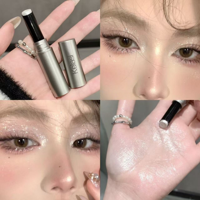 애교살 글리터 스틱 하이라이터 애교살 스틱섀도우그림자 하이라이트스틱 아이섀도 톤업 하이라이트 아이섀도우 펜슬, 1개, 살구빛