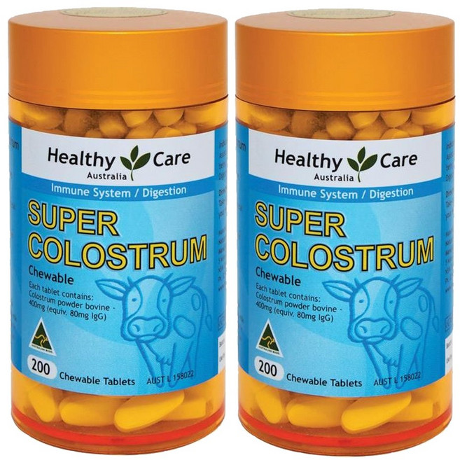 헬씨 케어 수퍼 콜로스트럼 (초유) 400mg 200 츄어블정 X 2개, 1세트, 200정