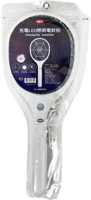 利百代 LY-8015ZA 充電LED照明電蚊拍, 白