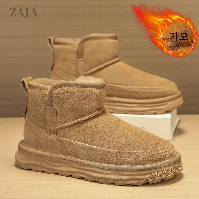ZAJA 남성 겨울 부츠 빅사이즈 두꺼운 따뜻한 기모 털 방한화 운동화
