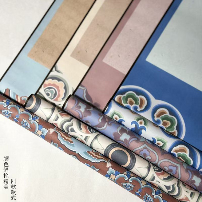 敦煌空白卷軸，手工書法國畫專用，廠家直銷, 1個, 【四種款式各一個】敦煌掛軸