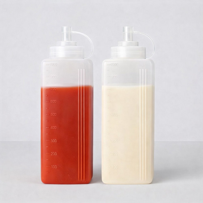 제로리빙 말랑말랑 뾰족캡 고점도 오일 세탁세제 소분 공병 1000ml 2개, 1세트, 투명