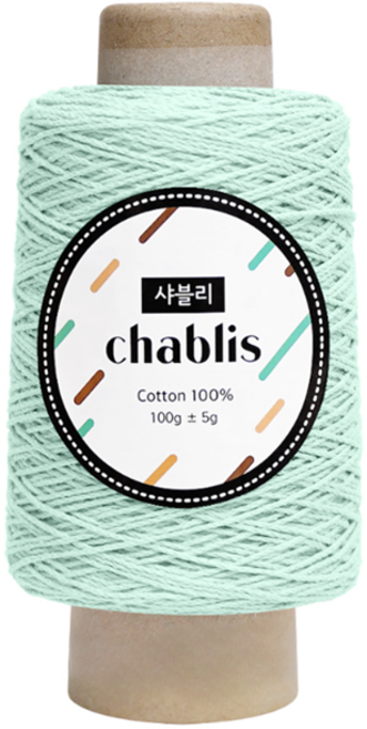 [울클럽] 샤블리 콘사 100g 면사 미니콘사 뜨개질털실 샤블리실 코바늘 소품실, 110 파스텔민트, 1개