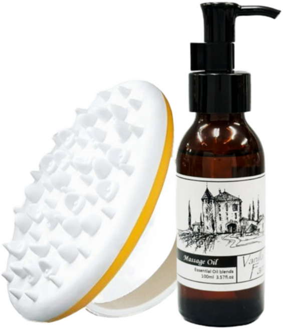 香草農場 按摩油體刷組 輕盈保濕 促進循環 舒緩放鬆 改善乾燥 淋巴排毒, 1個, 100ml