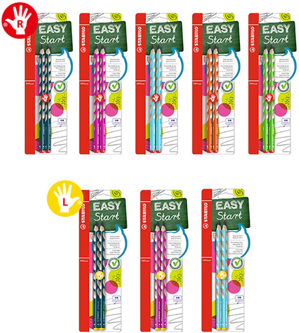 스타빌로 이지그래프 연필 B 2개세트 필기구 펜슬 글씨연습, B페트롤(오른손)