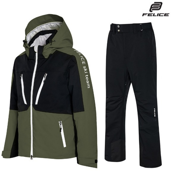 펠리체 제이든 퍼포먼스 스키복 보드복 남녀공용 세트 카키