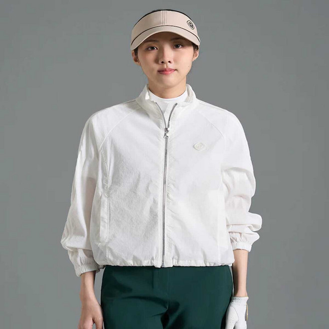 [국내백화점] 빈폴골프 SS26 여성 소매 패치 경량 홑겹 점퍼 화이트 골프복 정품
