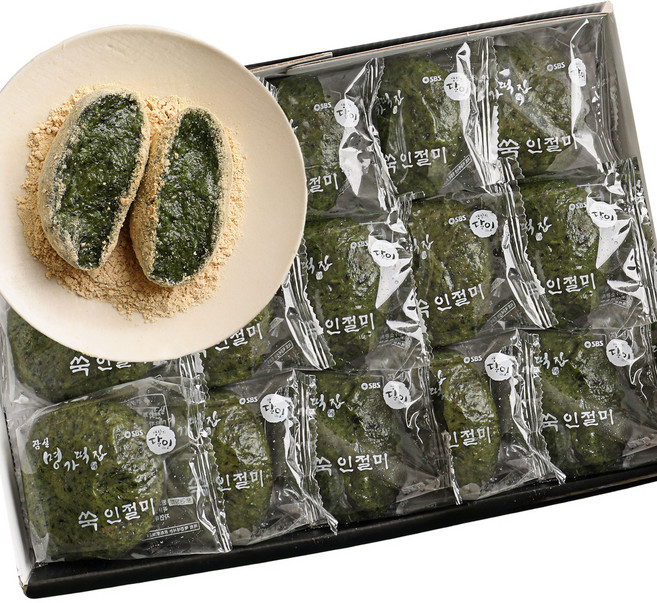 명가 쑥인절미 제주 한라산 쑥떡 식다대용 개별포장 콩가루포함, 80g, 15개